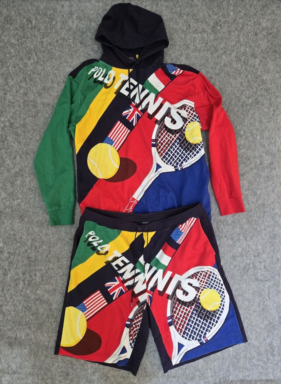 Polo Ralph Lauren Tennis Graphic Hoodie Sweatshirt and Shorts Outfit US Open XLT